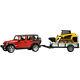 Bruder 116 Jeep Wrangler Rubicon W Remorque/cat Skid Steer Jouet De Construction Pour Enfants