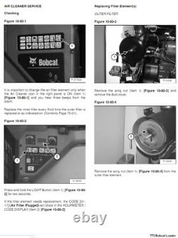 Manuel de réparation et de service des pièces du chargeur compact Bobcat 773 G Series en format PDF sur clé USB