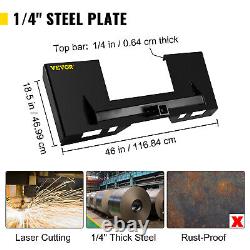 Plaque de montage rapide VEVOR pour chargeuse compacte de 1/4 pouce d'épaisseur avec 2 adaptateurs d'attelage noir