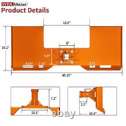 Plaque de montage rapide pour skid steer de 3/8 pouce d'épaisseur avec 2 attelages amovibles orange US.